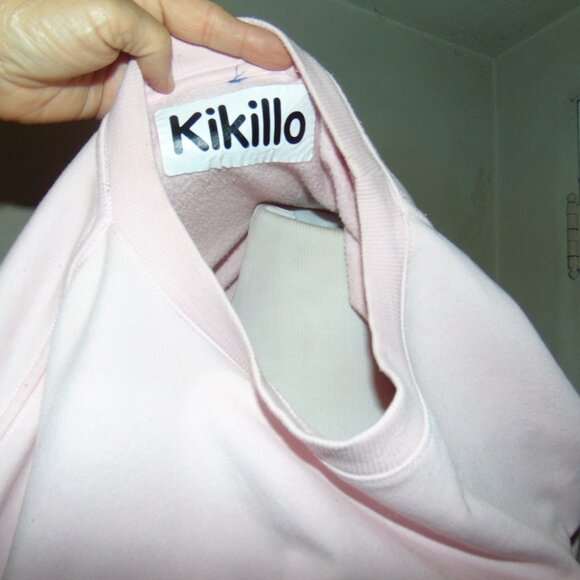 Kikillo Oversized GG Eyes Pink Sweatshirt Sweater Boyfriend Toon Face Medium - Picture 8 of 13